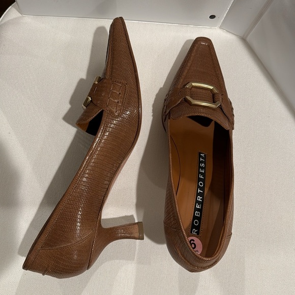 ROBERTO FESTA Embossed Tan LOAFER with Buckle, Size 9.5 - Picture 10 of 11